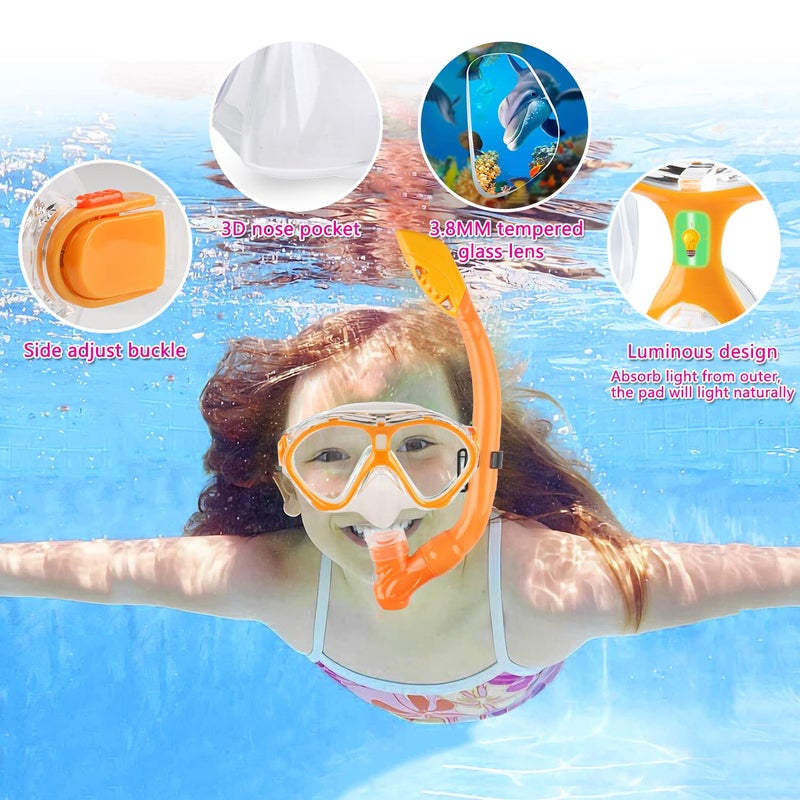 Gintenco Kids Snorkel Set, Diving Mask for Children as Unisex Kids Swimming Goggles, Anti-Fog Diving Mask and Dry Top Snorkel Combo Set for Junior and Youth - Image 3